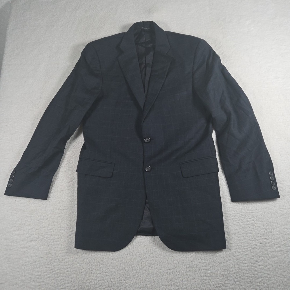 Burberry Men's Bond Street Wool Blazer Windowpane Check Size 38 Regular Blue